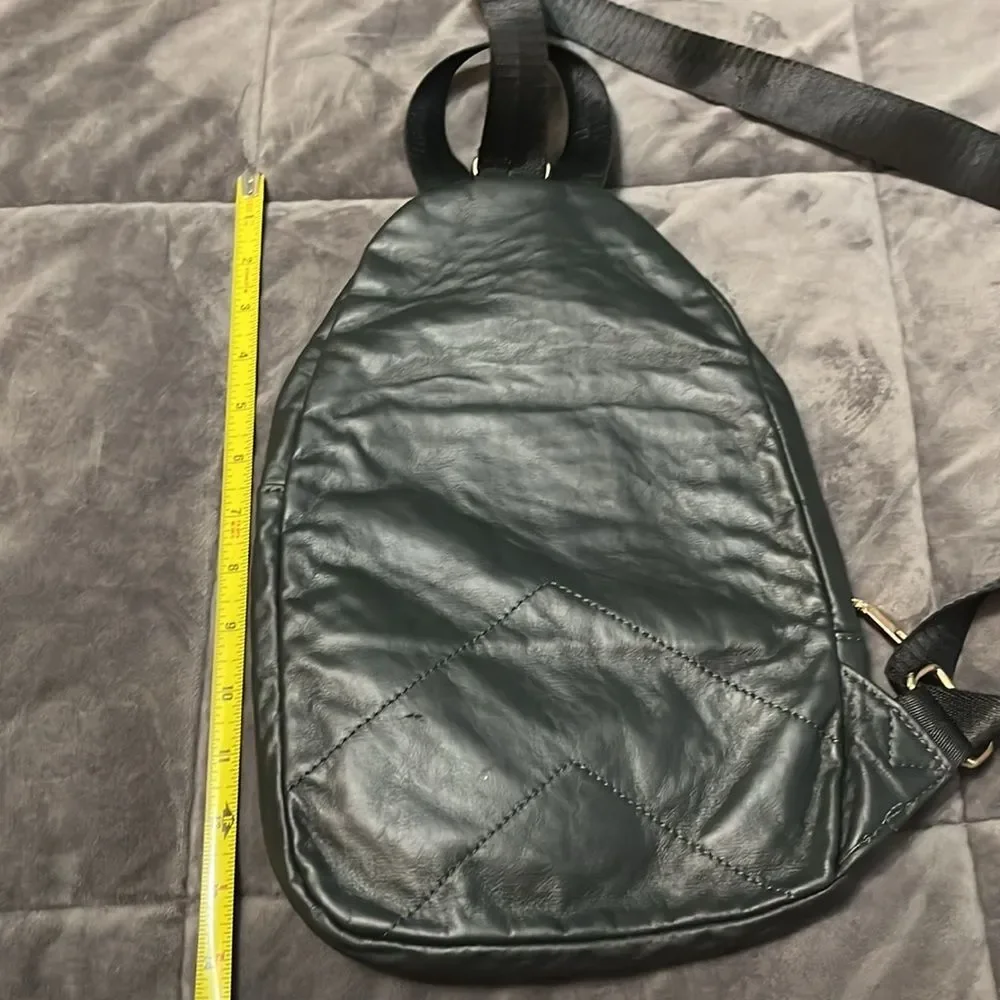 Sol and Solene on the Go Sling Backpack Dark Green with Gold Metal Accents